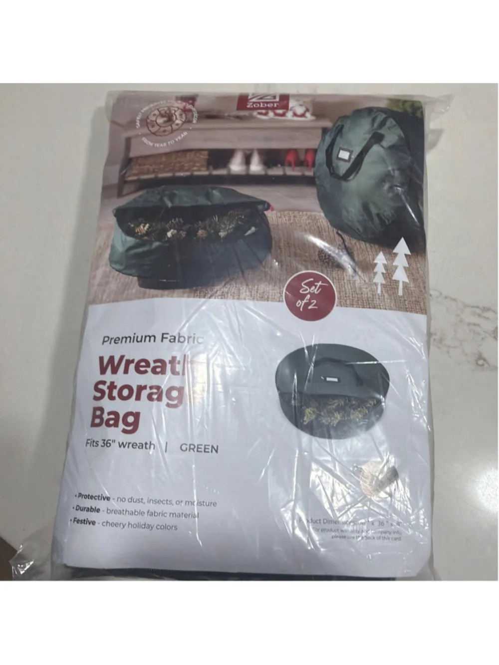 NEW 2 Pack Oxford Christmas Wreath Storage Container 36” Bag